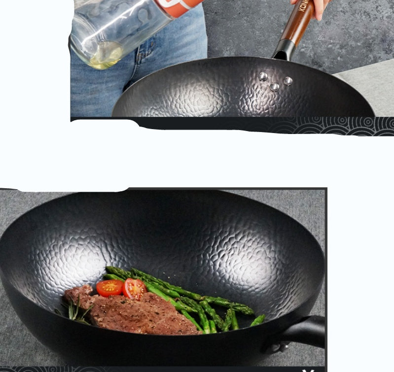 Bottom Uncoated Wok Frying Pan
